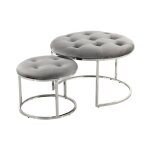 Paris prix - lot de 2 tabourets 'becky' 60cm gris & argent Paris prix - lot de 2 tabourets 'becky' 60cm gris & argent
