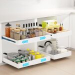 2 tiroirs t�lescopiques cuisine 32?52 cm, double rail renforc�, tous meubles.