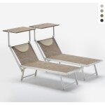 Lot de 2 transats de plage en aluminium ? dossier inclinable 3 positions ? tissu textil�ne lavable ? ...