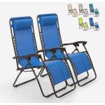 2 transats de plage et jardin pliants multipositions emily zero gravity - bleu