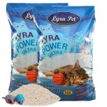 2 x 15 litres lyra pet lyra power� ultra excellente liti�re pour chats bentonite + 2 souris