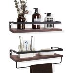 Unho - 2 x tagre murale - tagre flottante en bois avec porte serviette de 36. 5cm - tagre rangement ...