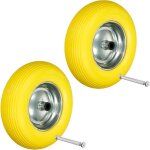 Ecd germany 2 x roue de brouette 4. 80 / 4. 00 - 8 - en caoutchouc solide pu increvable - avec essieu ...