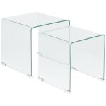 2 x tables basses d'appoint en verre transparent de design minimaliste et contemporain pour salon moderne ...
