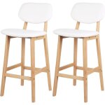 2 x tabourets de bar en cuir artificiel et bois, chaises de bar, chaises hautes bar, tabouret de cuisine ...