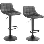 2 x tabourets de bar en velours et métal, chaises de comptoir réglable en hauteur et rotatif, gris foncé ... 2 x tabourets de bar en velours et métal, chaises de comptoir réglable en hauteur et rotatif, gris foncé ...