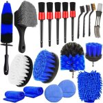 20 kit nettoyage voiture avec brosse jante voiture, brosse perceuse, gant microfibre chiffon microfibre ...