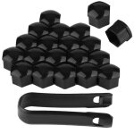20 pices 17mm crou roue de voiture auto moyeu vis protection antivol couvercle noir