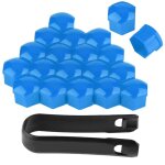 20 pices 21mm crou roue de voiture auto moyeu vis protection antivol couvercle bleu