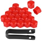 20 pices 21mm crou roue de voiture auto moyeu vis protection antivol couvercle rouge