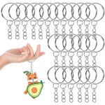 20 pi�ces 25mm attache porte cl� kit chaine anneau d'acier inoxydable avec cha�ne pour bijoux bricolage ...