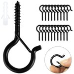 20 pi�ces piton � visser noir crochet � visser charge lourde avec boucle de s�curit� crochet de plafond ...