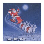 Lot de 20 serviettes en papier 'traneau du pre nol' 33x33cm bleu