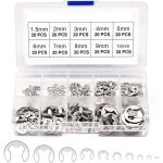 200 e - clips anneau de retenue externe snap, kit de assortiment anneau de circlips interne acier inoxydable ...