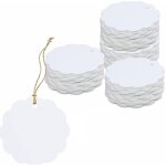 200 tiquettes cadeaux en kraft blanc en forme d'ventail (6cm de diamtre) pour l'emballage artisanal ...