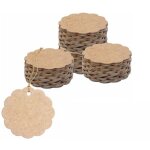 200 tiquettes cadeaux en papier kraft brun en forme d'ventail (diamtre 6 cm) pour emballage artisanal ...
