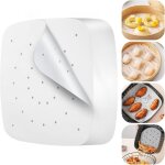 200 feuilles de papier de cuisson pour friteuse de 21, 5 cm, papier vapeur carr�, papier perfor� pour ...