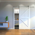 200cm rail porte coulissante blanc suspendu roue de poulie de rail