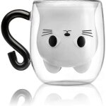 2025 cat mugs with handle cute coffee mug double wall glass tea cup birthday gifts halloween christmas ...