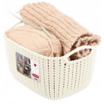 Curver - 226391 panier de rangement rectangulaire tricot plastique blanc cass 29 x 21, 7 x 17, 2 cm ...