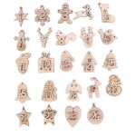 24 tiquettes numrotes pour calendrier de l'avent, chiffres en bois  suspendre, tiquettes cadeaux, ...