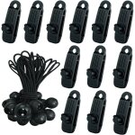 24 pcs clip de tente b�che avec 12x pince pour bache et 12x tendeur corde elastique, pince a oeillet ...