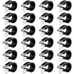 24 pi�ces collier de serrage inox 304, amorti caoutchouc, fixation tube 14 mm, pour tuyaux et c�bles, ...