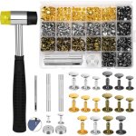 240 ensembles de rivets pour cuir, 3 tailles, rivets tubulaires � double calotte, 4 couleurs, avec marteau ...