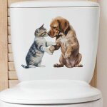 25 29 cm 3 pi�ces chat et chien 3d auto - adh�sif couvercle de toilette autocollants dr�le pvc �tanche ...