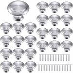 25 pi�ces poign�es meuble pour, boutons de tiroir, boutons porte rond, poign�es rondes en acier inoxydable, ...