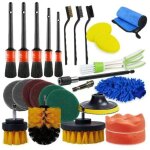 26 pi�ces brosse de nettoyage pour perceuse, kit nettoyage voiture interieur, brosse de jantes, pour ...