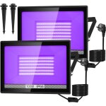 2paquet lumi�re noire led 100w, 395nm lumiere noir soiree fluo, ip66 etanche lampe uv avec prise, projecteur ...