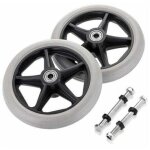 2pcs de 6 pouces roues en caoutchouc de remplacement - pour fauteuil roulant - roues avant rollator walker ...