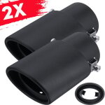 2pcs 63mm universal inlet auto embout d'�chappement de voiture en acier inoxydable noir