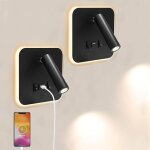 2pcs applique murale interieur, liseuse de chevet led, lampe de lecture col de cygne flexible avec port ...