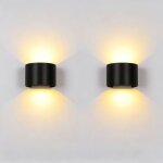 2pcs applique murale led 12w noir lampe murale d'int�rieur applique murale aluminium moderne pour salon, ...