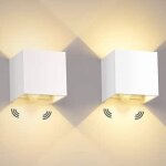 2pcs applique murale led avec d�tecteur de mouvement, 12 w blanc chaud applique murale avec faisceau ...