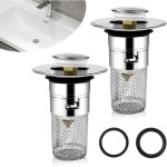 2pcs bonde de lavabo, bonde lavabo avec filtre amovible 33 - 40mm, bouchon lavabo salle de bain universel ...