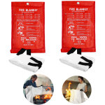 2pcs couverture anti - feu en fibre de verre, 1 x 1 m, couverture de s�curit� d'urgence, maison et cuisine ...