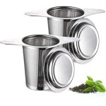 2pcs filtre a the avec poign�es & couvercle, infuseur � th�, filtre the pour tasse, passoire � th�, th� ...
