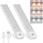 2pcs lampes led sans fil lumi�re de placard, lampes de dessous d'armoire � gradation, d�tecteur de mouvement, ...