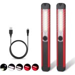 2pcs lampe de travail usb rechargeable lampe inspection cob torche lampe de poche led ultra puissante ...