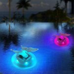 2pcs lumi�res flottantes solaires pour piscine, changement de couleurs led - d�corations jardin, �tang ...