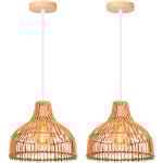 (2pcs) lustre en bambou lampe de plafond rtro lampe  suspension d'intrieur moderne pour chambre, salon, ...