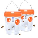 2pcs pi�ge � gu�pes, pi�ge � abeilles, alimentation solaire, pi�ge d'ext�rieur jaune, pi�ge efficace ...