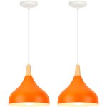 (2pcs)plafonnier d'int�rieur lampe � suspension moderne lustre minimaliste abat - jour en m�tal, orange ...