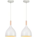 2pcs plafonnier moderne suspension luminaire rtro lustre en mtal blanc, suspension lustre d'intrieur ...