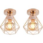 Norcks - 2pcs plafonnier rétro lampe de plafond cage en métal or luminaire plafonnier vintage d'intérieur ... Norcks - 2pcs plafonnier rétro lampe de plafond cage en métal or luminaire plafonnier vintage d'intérieur ...
