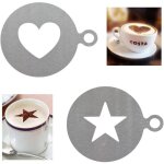 2pcs pochoirs en acier inoxydable pour cappuccino, caf, coeur en forme d'toile en forme de pochoirs ...