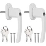 2pcs poign�es de fen�tre verrouillable � cl� en aluminium blanc poign�e de porte de balcon windows avec ...